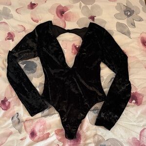 Victoria's Secret Black Velvet Bodysuit